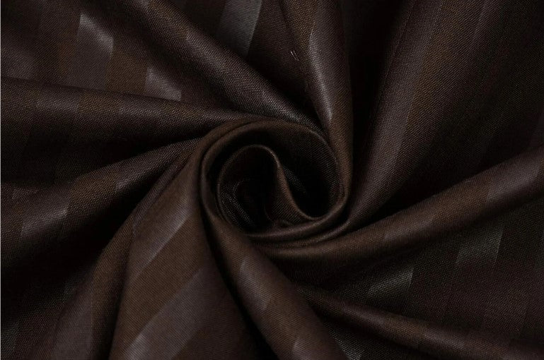 ELEGANZZE Cotton 90X100 Inches King Size Flat 300 TC Coffee Brown Striped 1 Bedsheet with 2 Pillow Covers