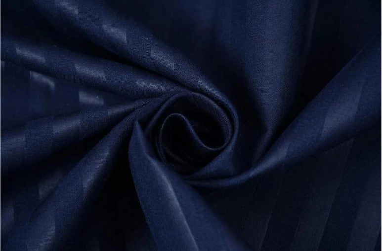 ELEGANZZE Cotton 90X100 King Size Flat 300 TC Navy Blue Striped 1 Bedsheet with 2 Pillow Covers