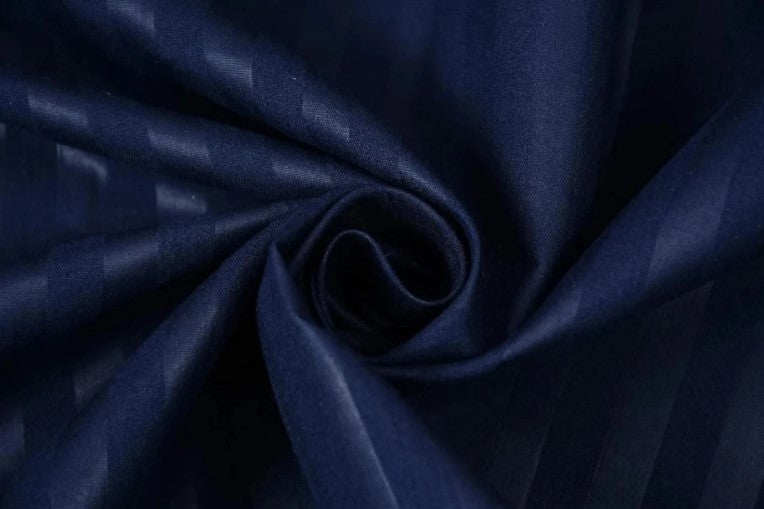 ELEGANZZE Cotton Blend 90x100 King Size Flat 300 TC Navy Blue Striped 1 Bedsheet with 2 Pillow Covers