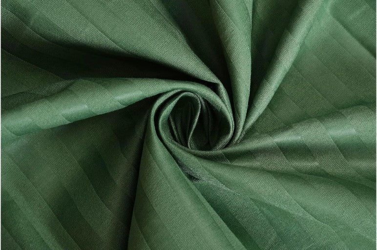 ELEGANZZE Cotton 90X100 Inches King Size Flat 300 TC Green Solid Striped 1 Bedsheet with 2 Pillow Covers
