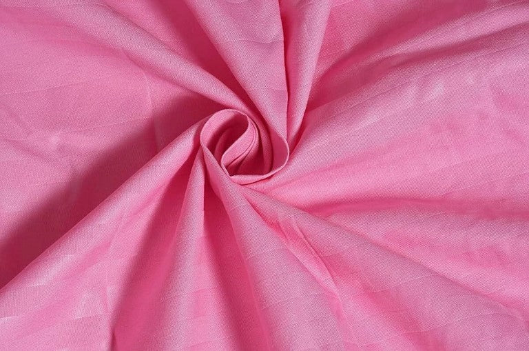 ELEGANZZE Cotton 90X100 King Size Flat 300 TC Pink Striped 1 Bedsheet with 2 Pillow Covers
