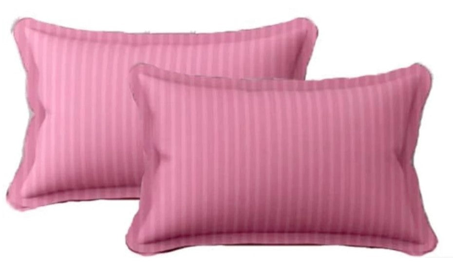 ELEGANZZE Cotton Blend 90x100 King Size Flat 300 TC Pink Striped 1 Bedsheet with 2 Pillow Covers