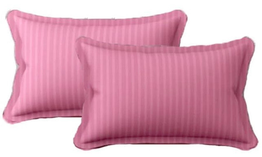 ELEGANZZE Cotton 90X100 King Size Flat 300 TC Pink Striped 1 Bedsheet with 2 Pillow Covers