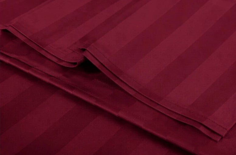 ELEGANZZE Cotton 90X100 King Size Double Bedsheet Set of 2 WINE Striped Bedsheets with 4 Pillow Covers