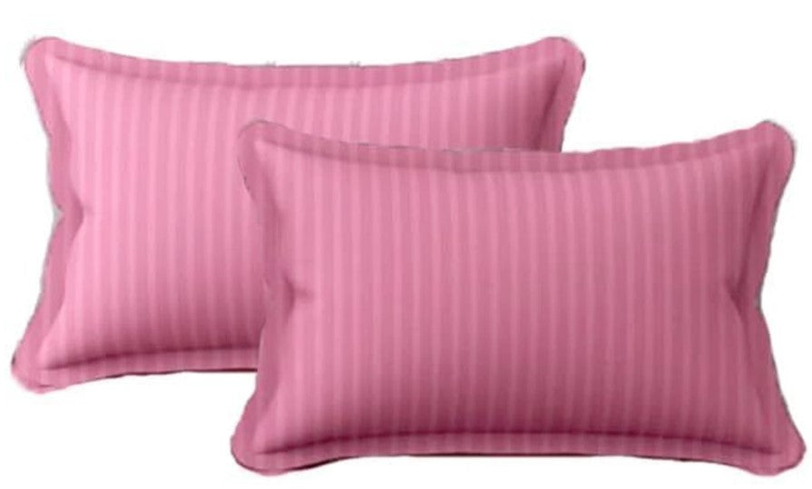 ELEGANZZE Cotton 90X100 King Size Flat 300 TC Pink Solid Striped 1 Bedsheet with 2 Pillow Covers